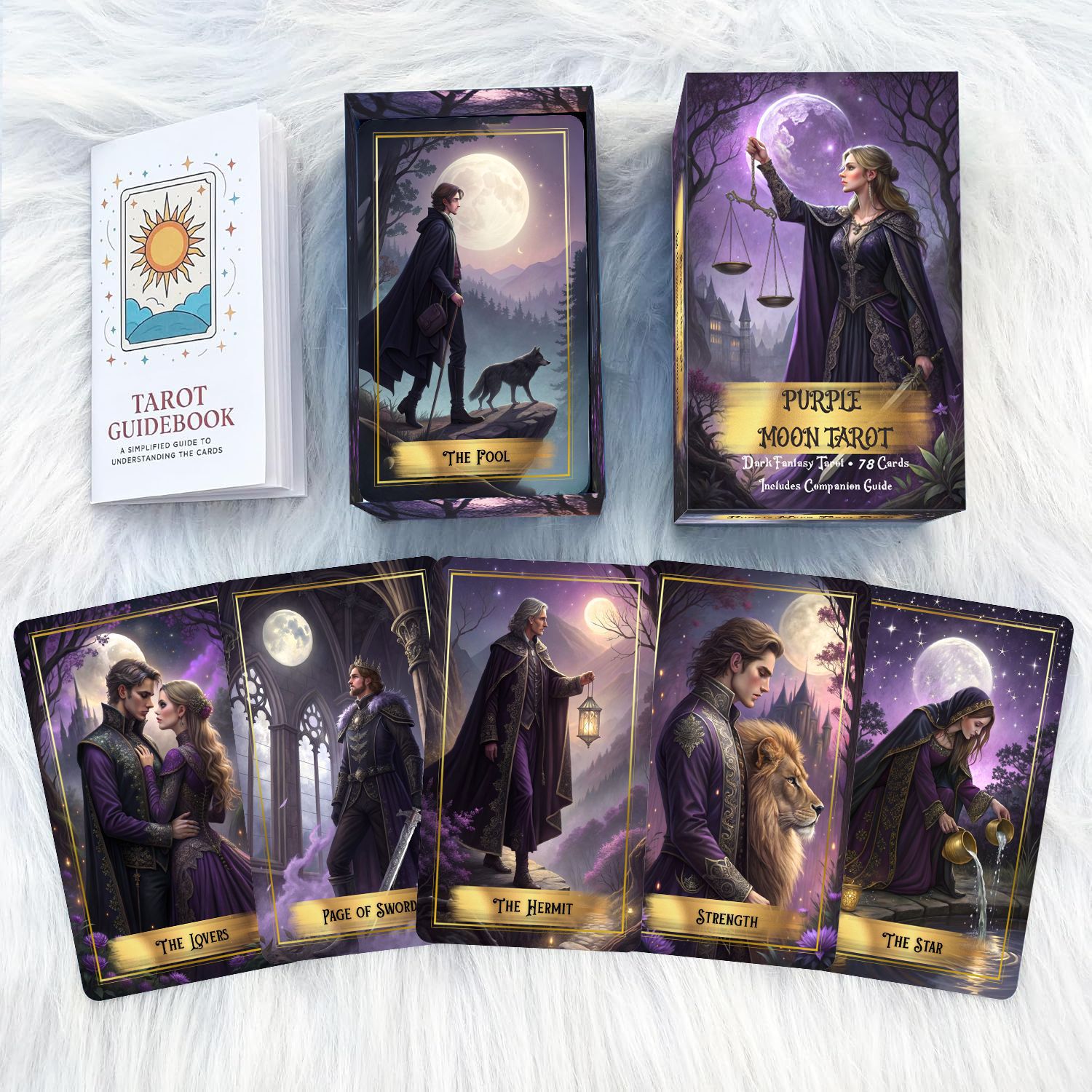 Purple Moon Tarot Cards Deck w - Tarot Cards Deck With Guidebook review and price